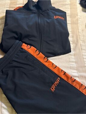 GASP Men's Black & Orange Logo Track Joggers